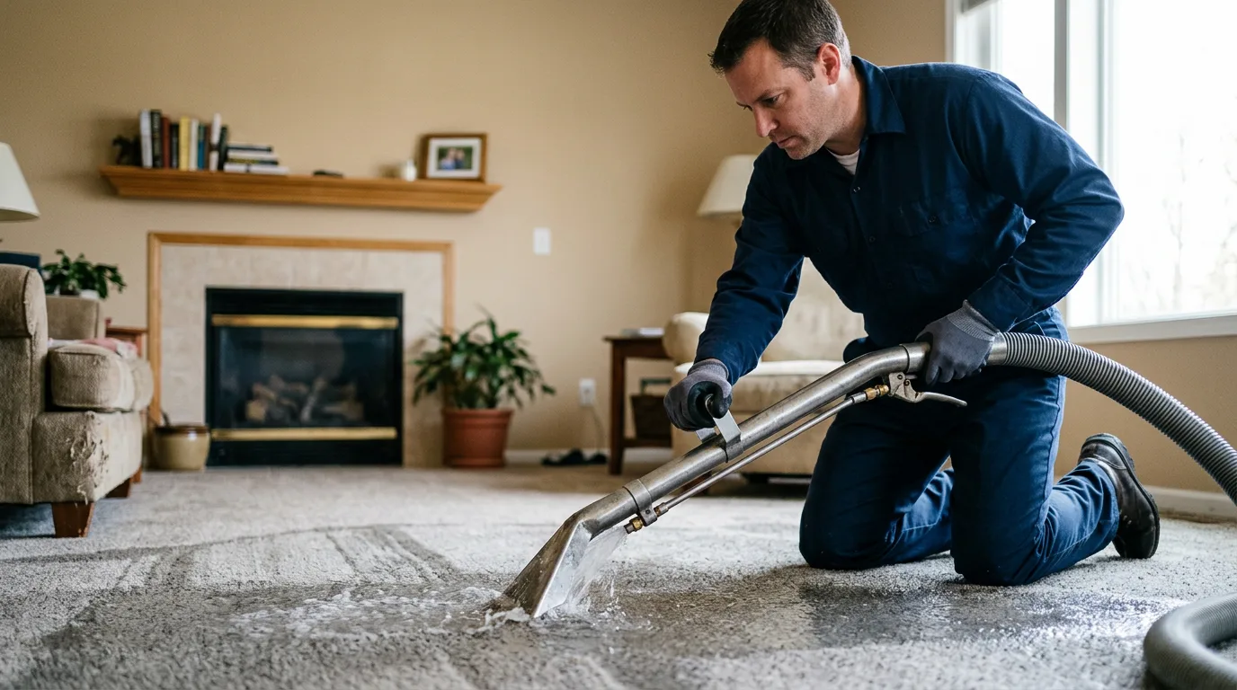 Water damage restoration technician working near Runnemede, NJ